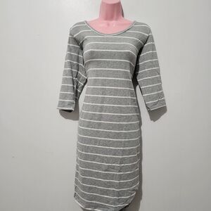 CNFIO - Dress T-Shirt Striped Midi Oversized- Size M - Gray - Cotton Blend
